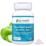 EZ Melts Multivitamine sans fer: bouchée dissolvante goût pomme, pratique au quotidien.