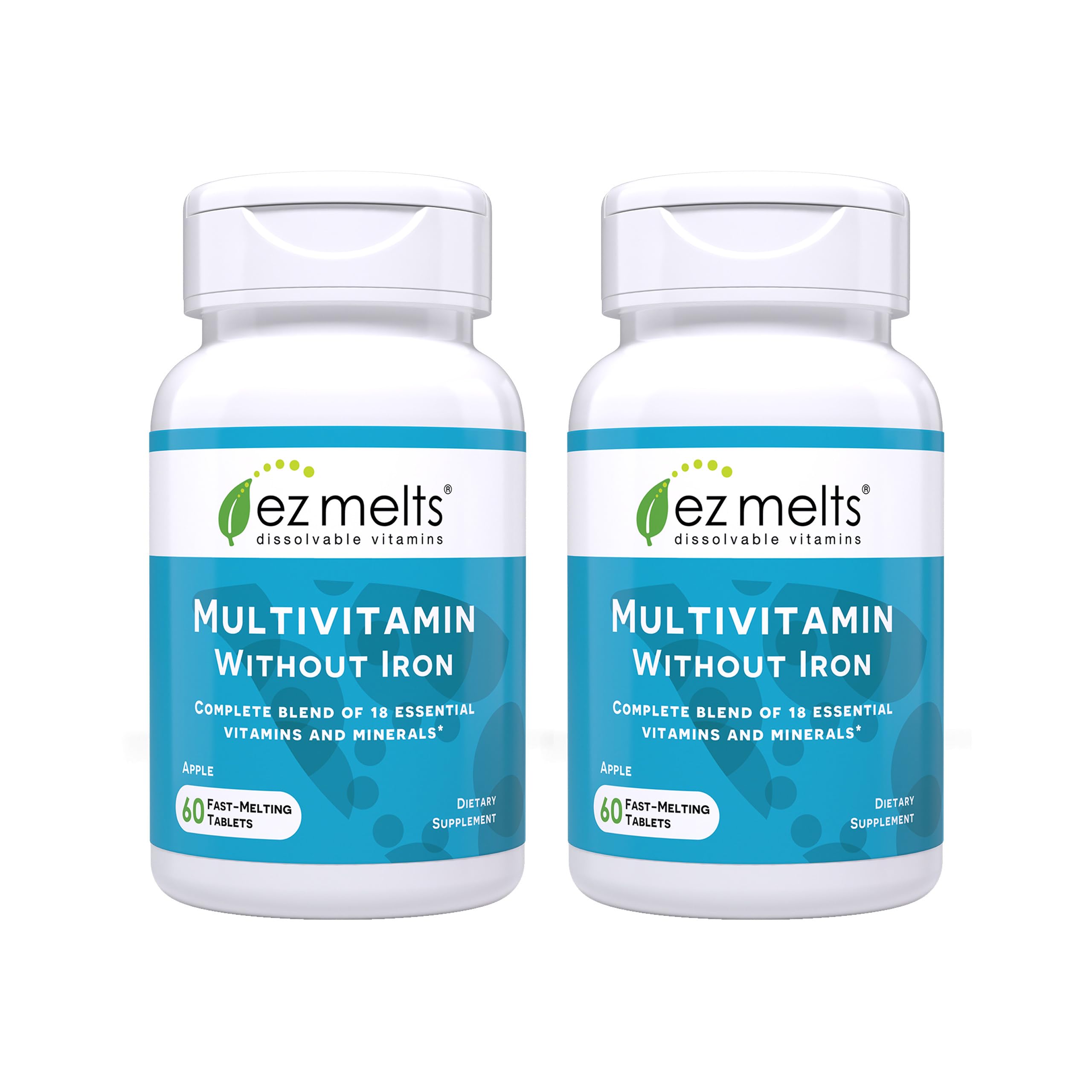 EZ Melts multivitamine sans fer, tablettes dissolvables pour prise rapide.