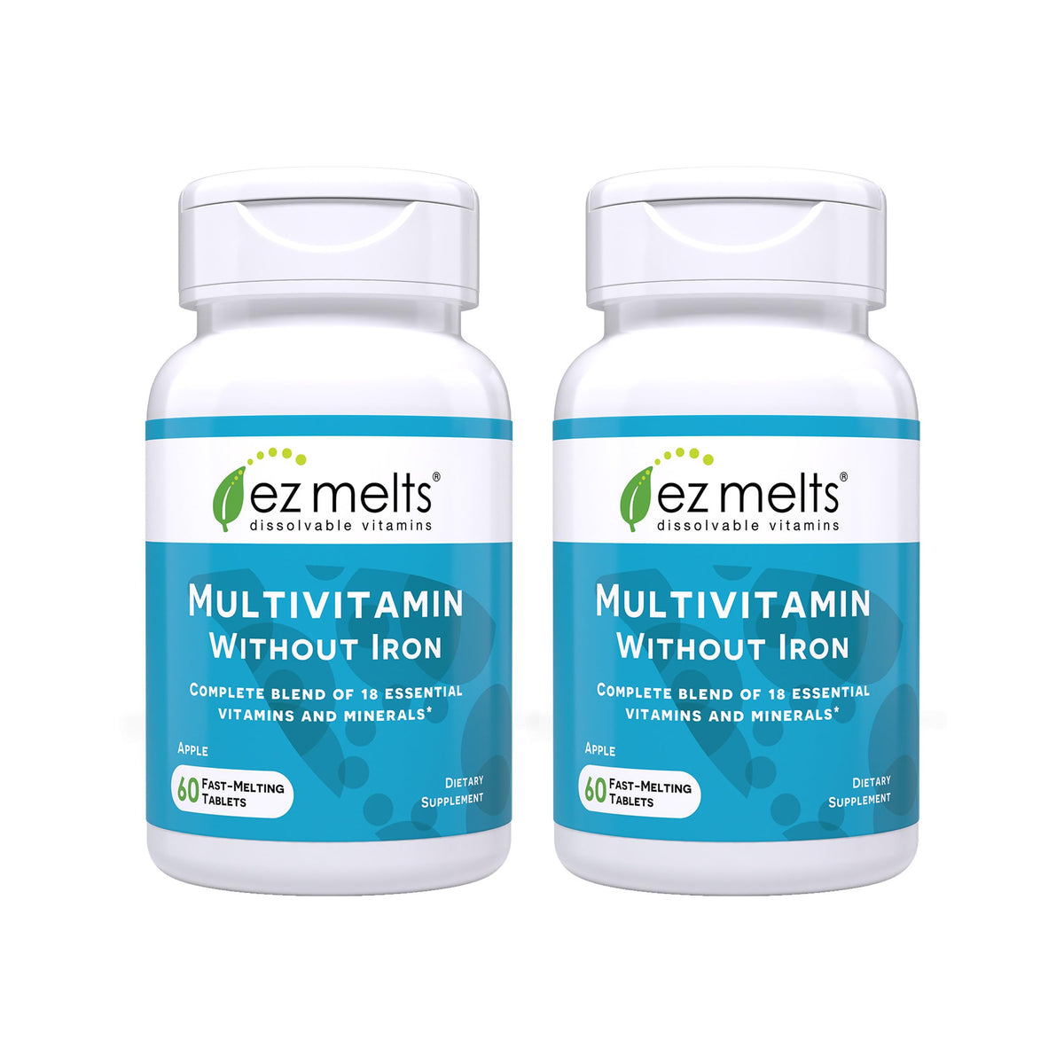 EZ Melts multivitamine sans fer, tablettes dissolvables pour prise rapide.