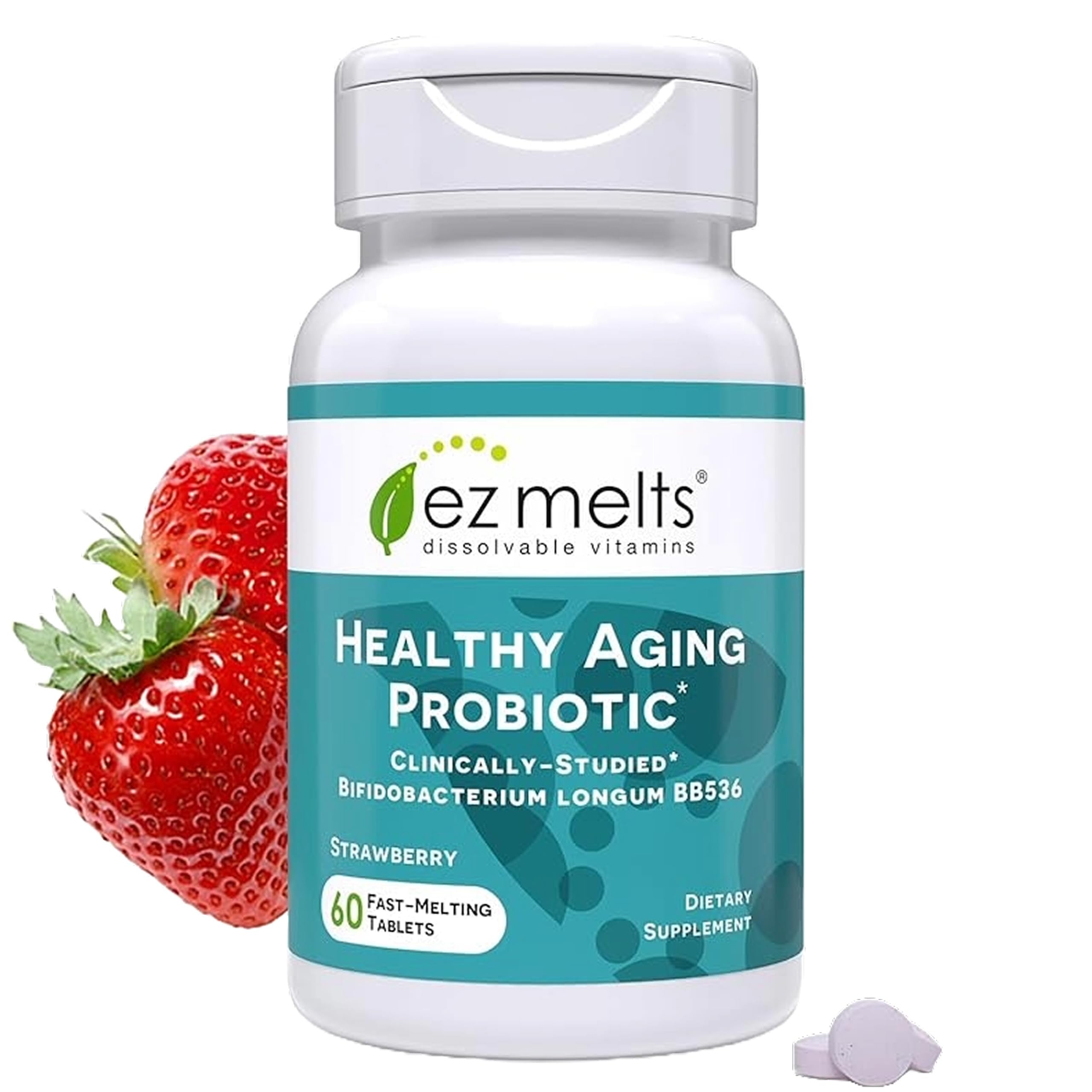 EZ Melts Probiotique, bouteille prête pour une routine digestive.