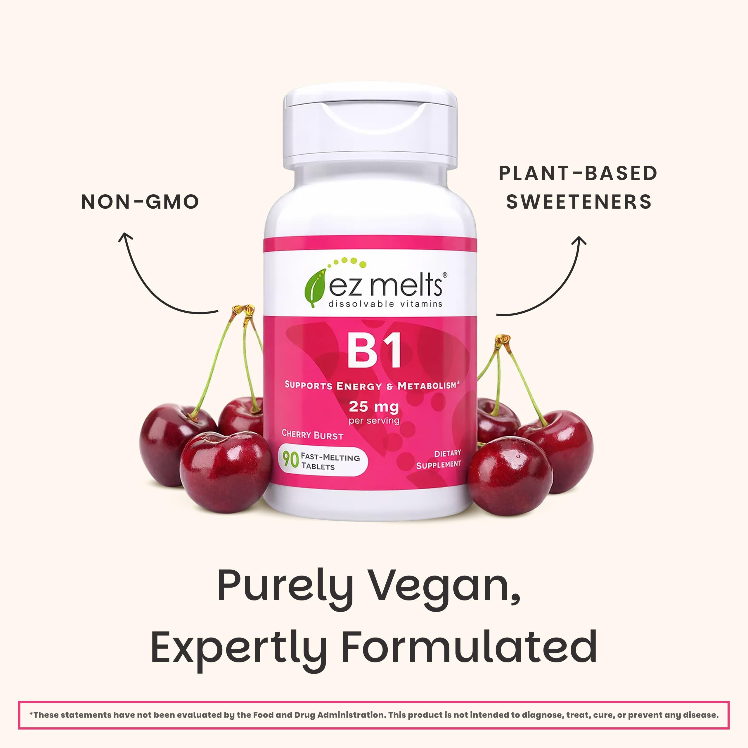 Produit vegan et sans OGM, EZ Melts, sans arômes artificiels.