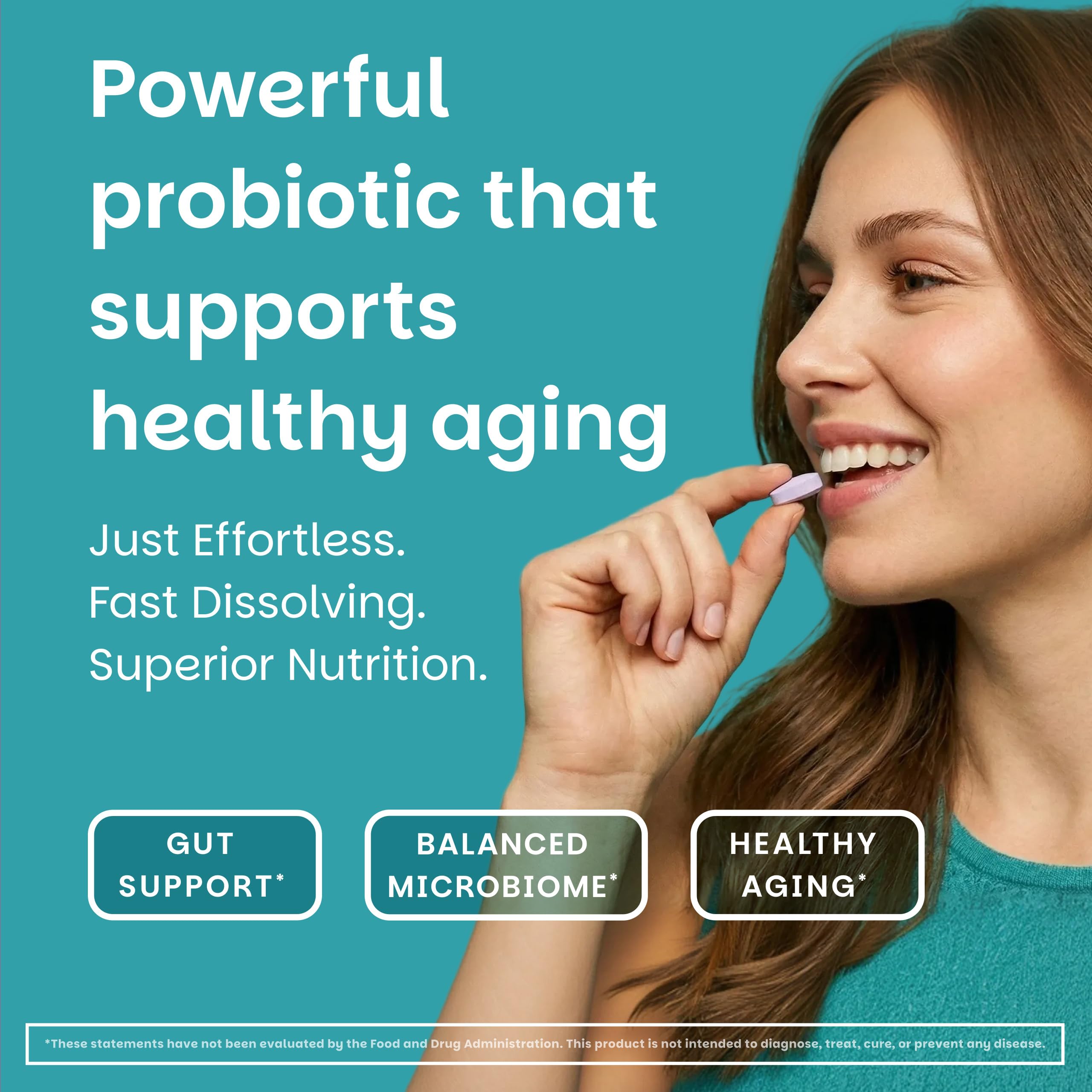 EZ Melts Probiotique, tablettes dissolvables fraise au goût agréable.
