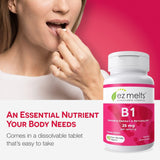 EZ Melts vitamine B1 améliore la transmission nerveuse avec des comprimés dissolvables.