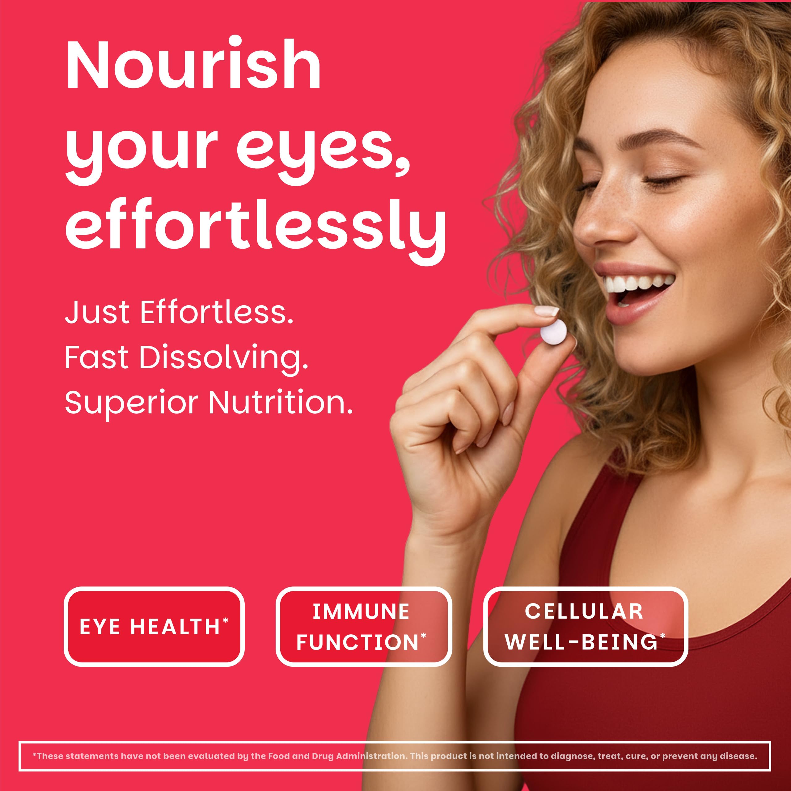 EZ Melts Vitamine A, soutien potentiel pour les yeux et les os avec une prise pratique.