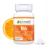 EZ Melts Vitamin B6 bouteille Orange Blast pour énergie rapide et goût fruité.
