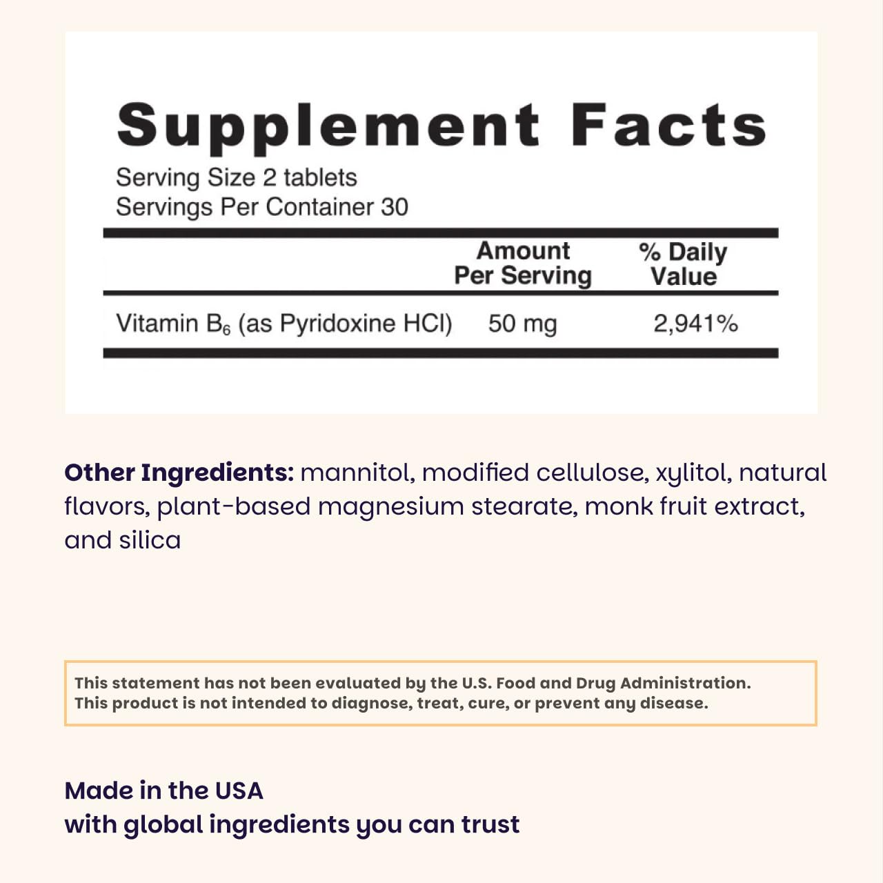 EZ Melts Vitamin B6 énergie-cellulaire soutient le métabolisme et la vitalité.