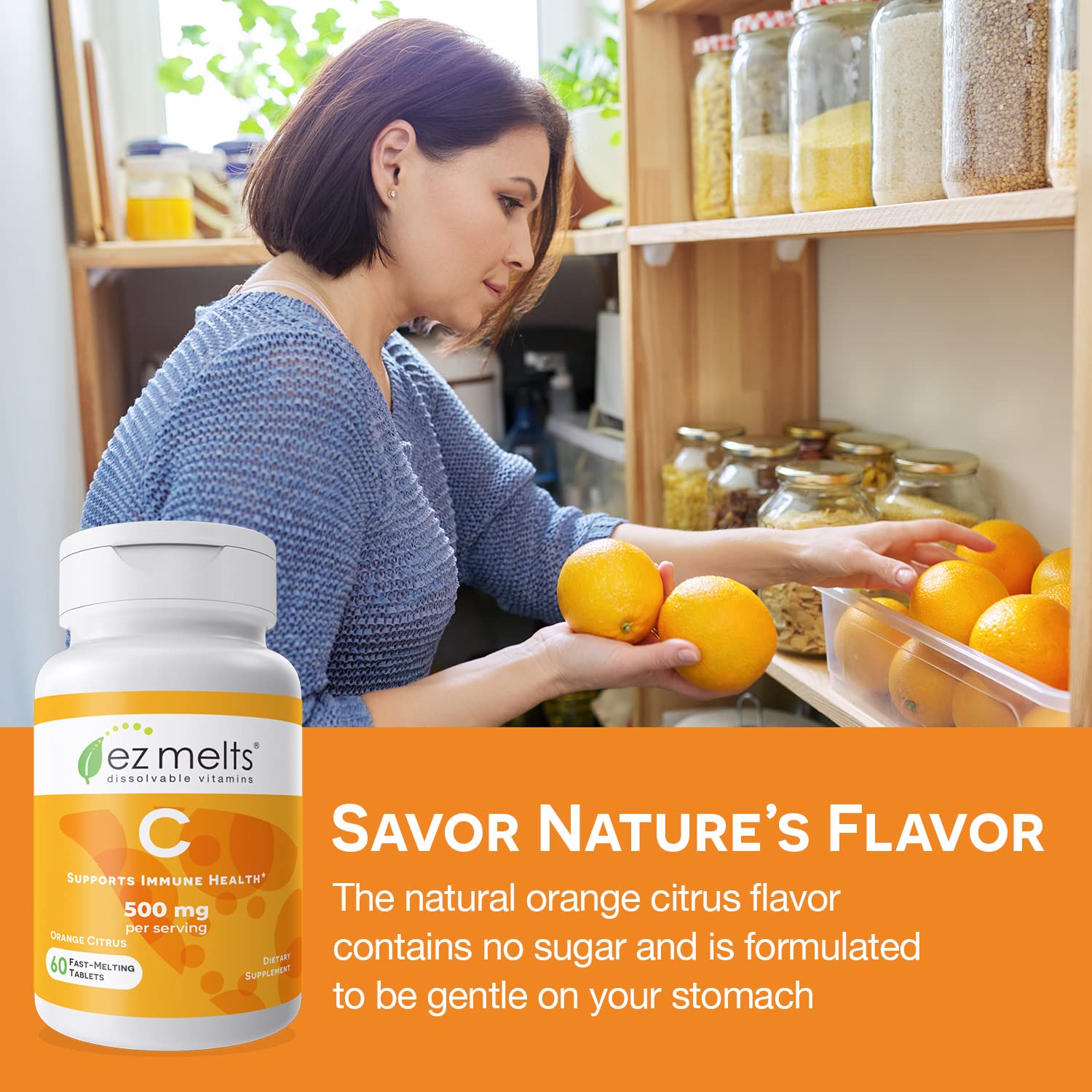 EZ Melts Vitamin C – formulation vegan et sans sucre.