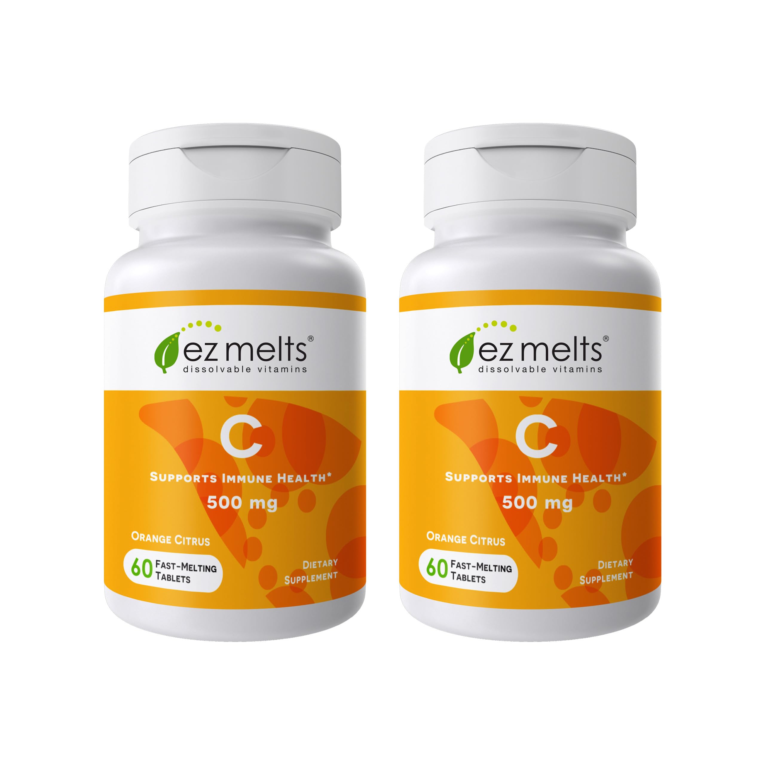 EZ Melts Vitamine C, tablettes dissolvantes, goût orange citrus, prise rapide en bouche.