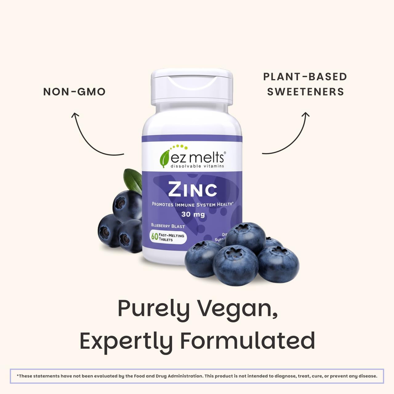 EZ Melts Zinc: soin potentiel de la peau grâce au complément.