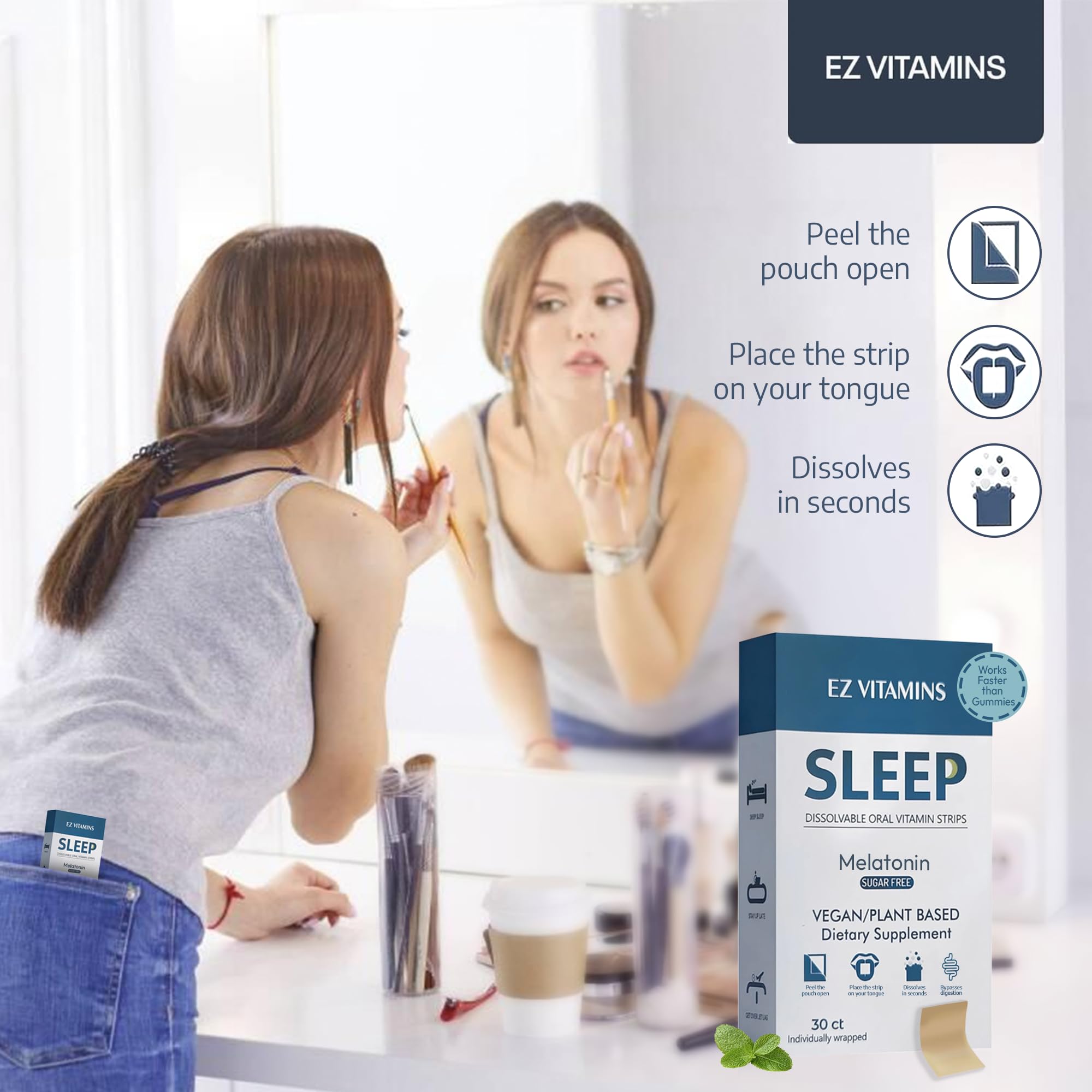 EZ VITAMINS formule relaxante: L-Theanine et Valériane favorisent la détente.