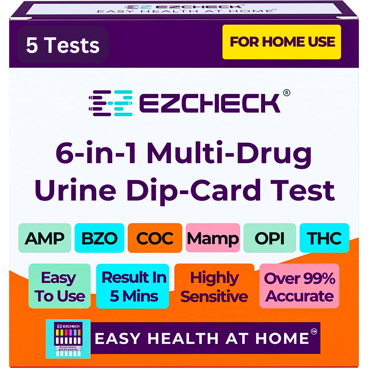 EZCHECK – boîte test 6 panneaux montrant le produit et l'emballage