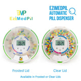 Vue du distributeur EziMedPil avec 28 compartiments et grande capacité.