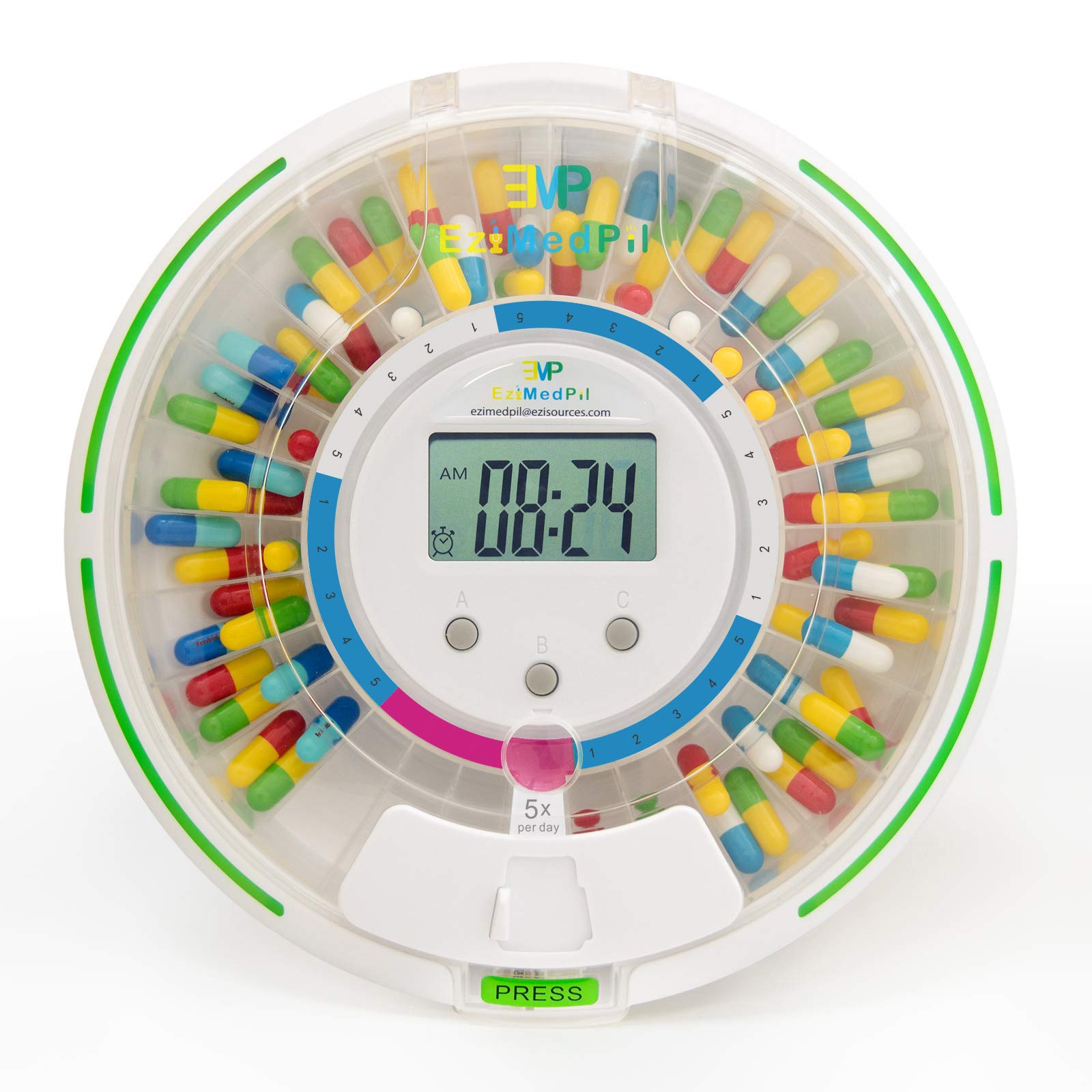 EziMedPil distributeur pilules avec alerte audio et visuelle pour ne pas oublier une dose.