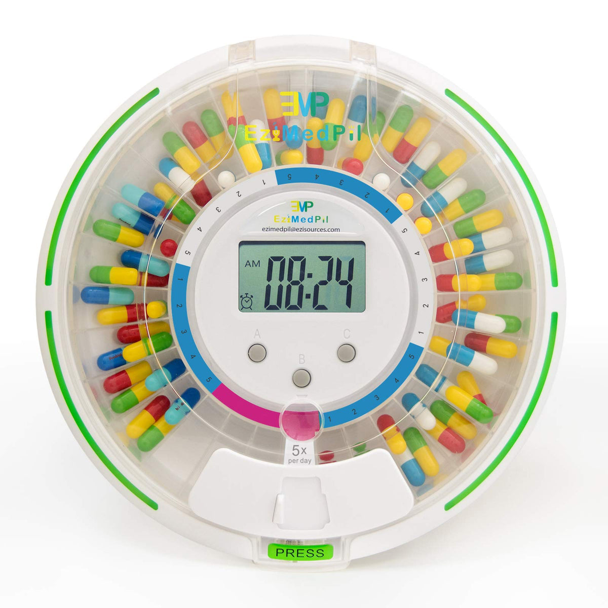 EziMedPil distributeur pilules avec alerte audio et visuelle pour ne pas oublier une dose.