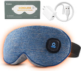 Ezona masque yeux chauffant sans-fil en coton bleu pour détente oculaire