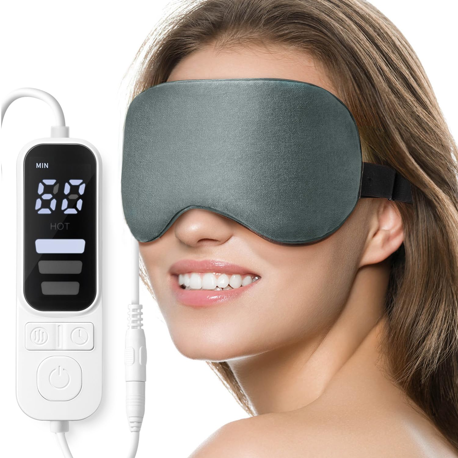 Ezona masque yeux chauffant alimenté par USB pour confort oculaire durable.