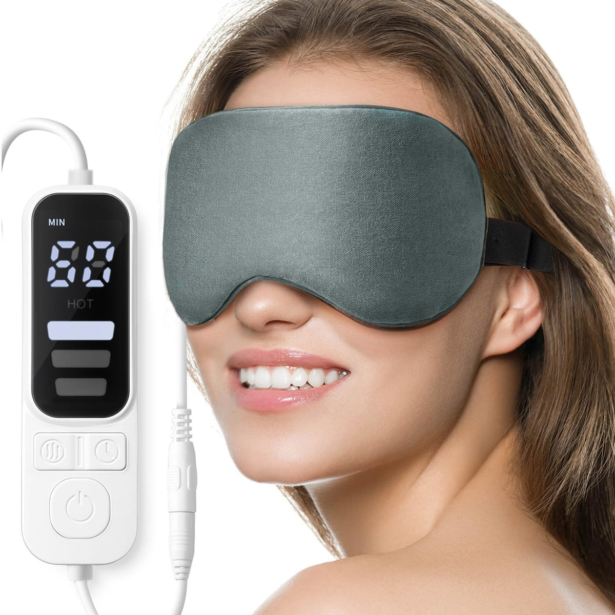 Ezona masque yeux chauffant alimenté par USB pour confort oculaire durable.