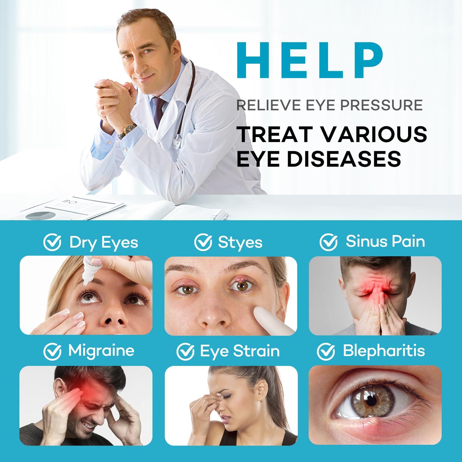 Ezona masque yeux contrôle température pour ajustement personnalisé.