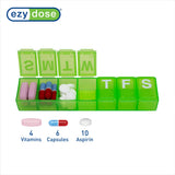 EZY DOSE compartiments grands capacites, contient de nombreuses pilules et capsules