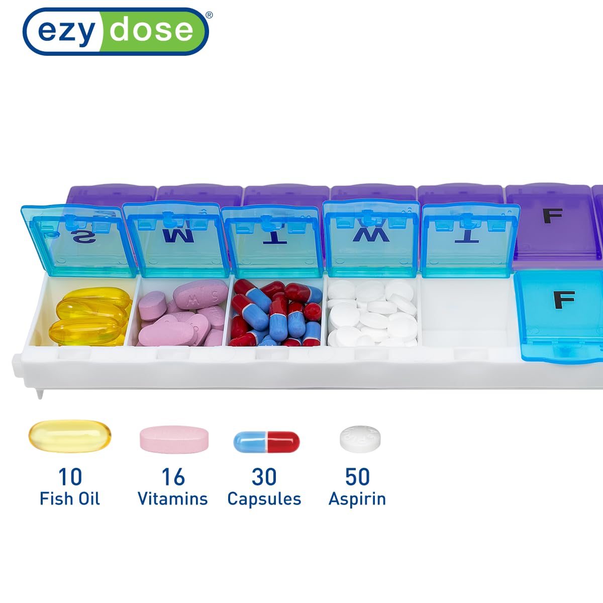 EZY DOSE Compartiments verrouillables assurant sécurité et évitant les fuites.