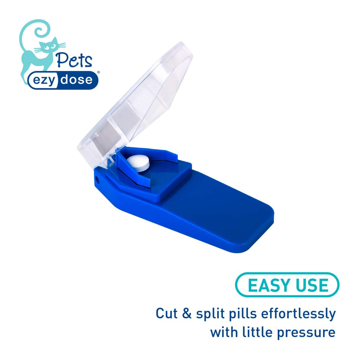 EZY DOSE coupe-pilules chat sécurité renforcée pour masquer le médicament dans une friandise.