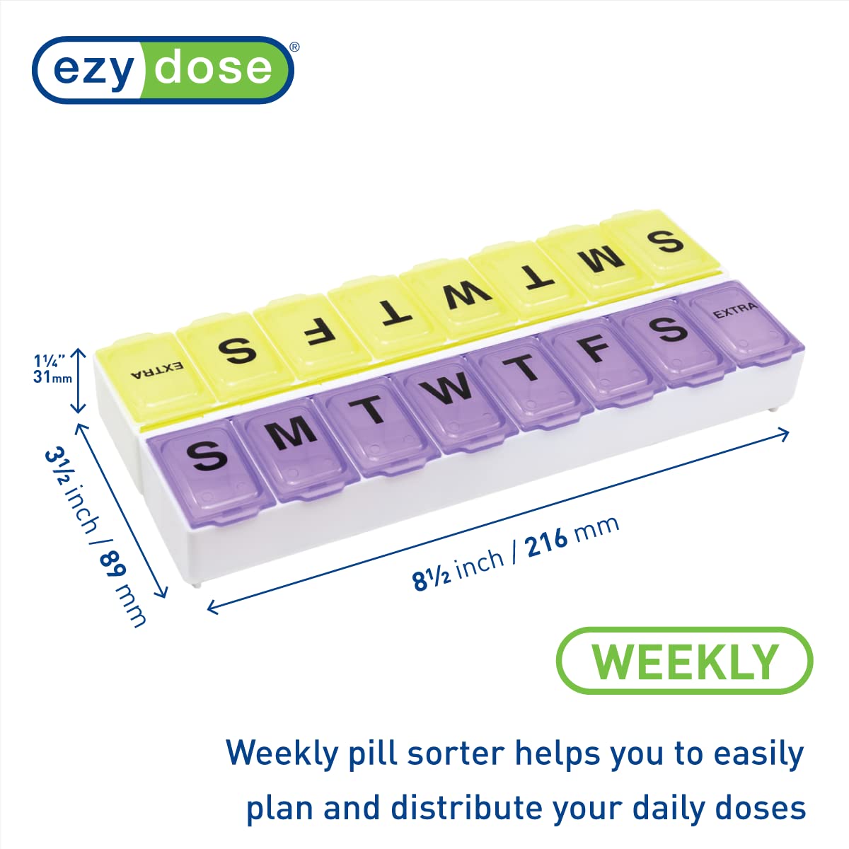 Couvercle translucide EZY DOSE offrant une visibilité immédiate sur les pilules.