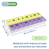 EZY DOSE couvercle transparent pour vérifier rapidement les doses sans ouvrir chaque compartiment.
