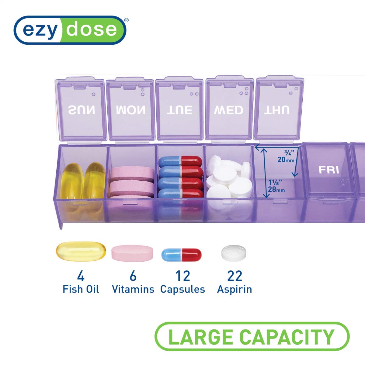 Empalmements larges EZY DOSE pour pilules et compléments.