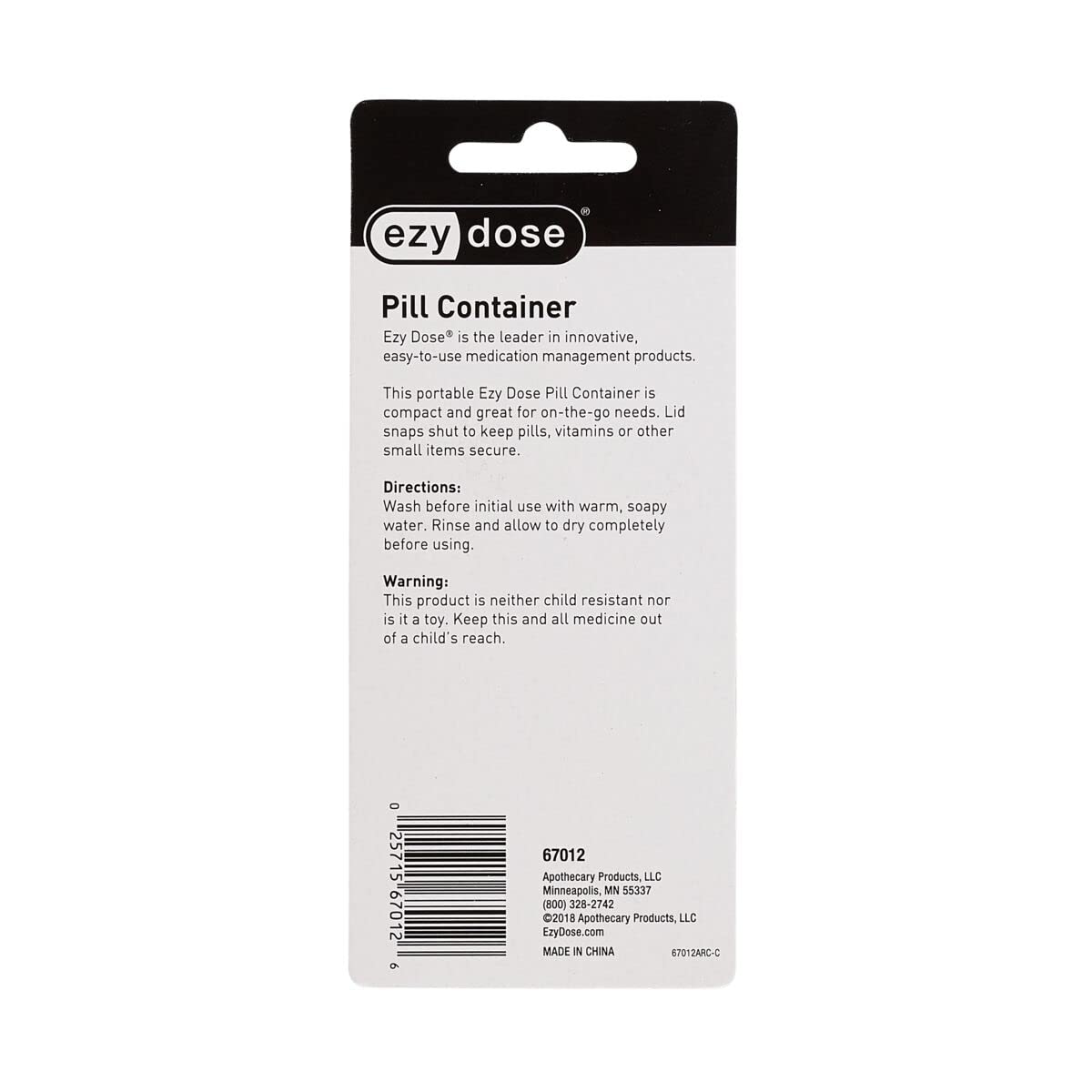 EZY DOSE étui pilules fermeture-clapet : fermeture sécurisée et résistante.