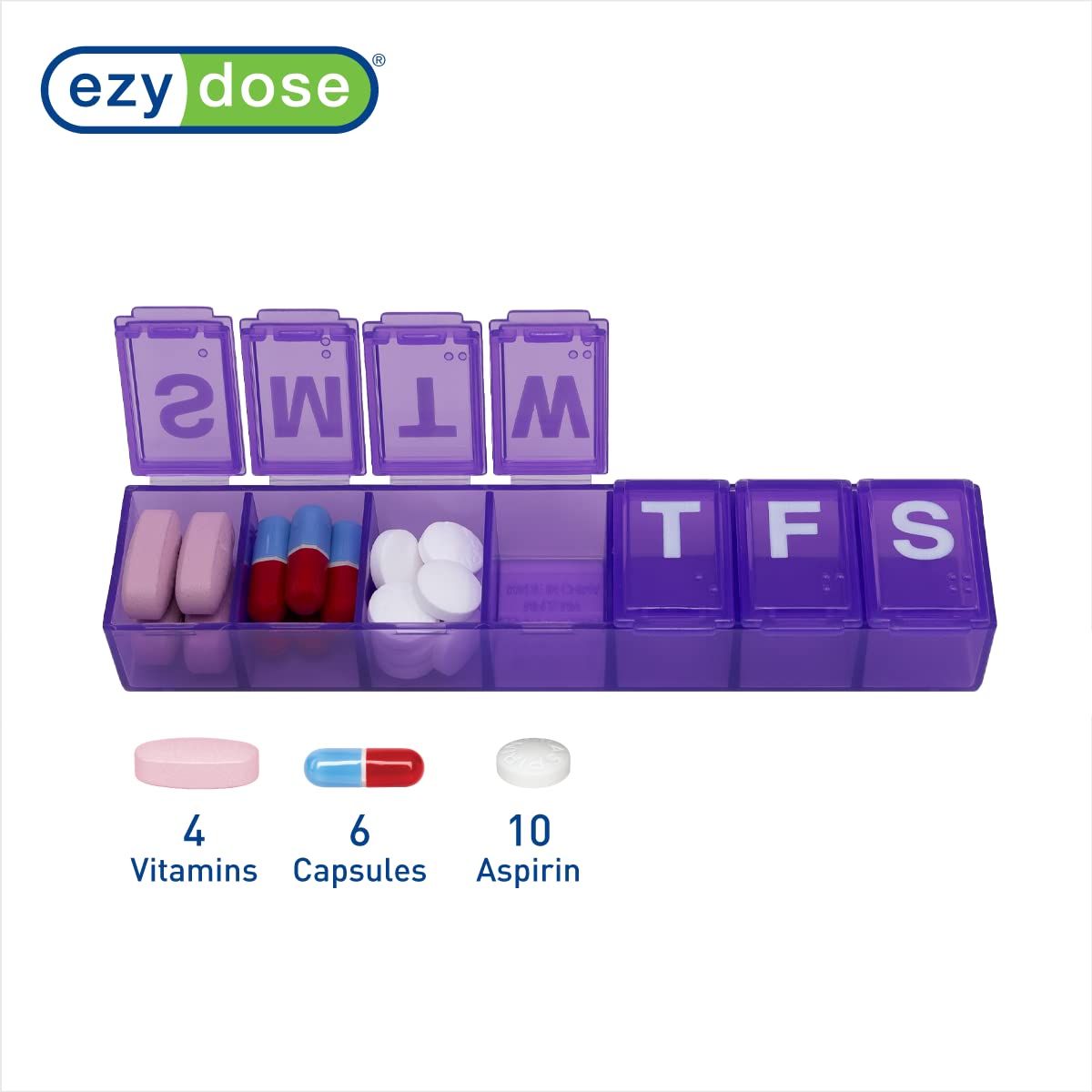 EZY DOSE fond contourné : retrait facilité des pilules.