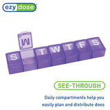 EZY DOSE grands compartiments : espace pour médicaments et vitamines.