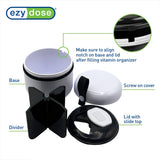 EZY DOSE Mini Organisateur quatre compartiments pour organiser les pilules.