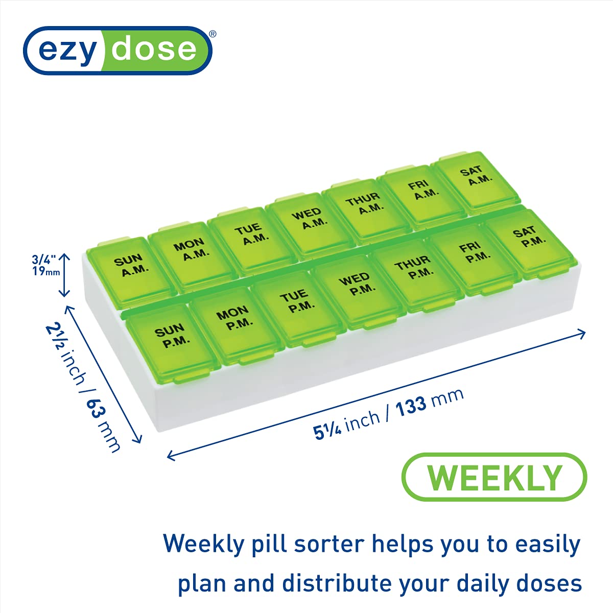 EZY DOSE capacité 12 comprimés par compartiment pour vos doses quotidiennes