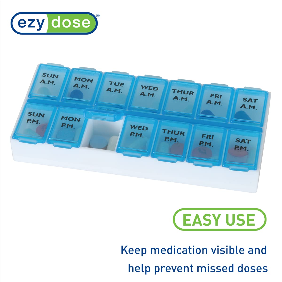 EZY DOSE AM/PM compartiments séparés pour deux prises par jour