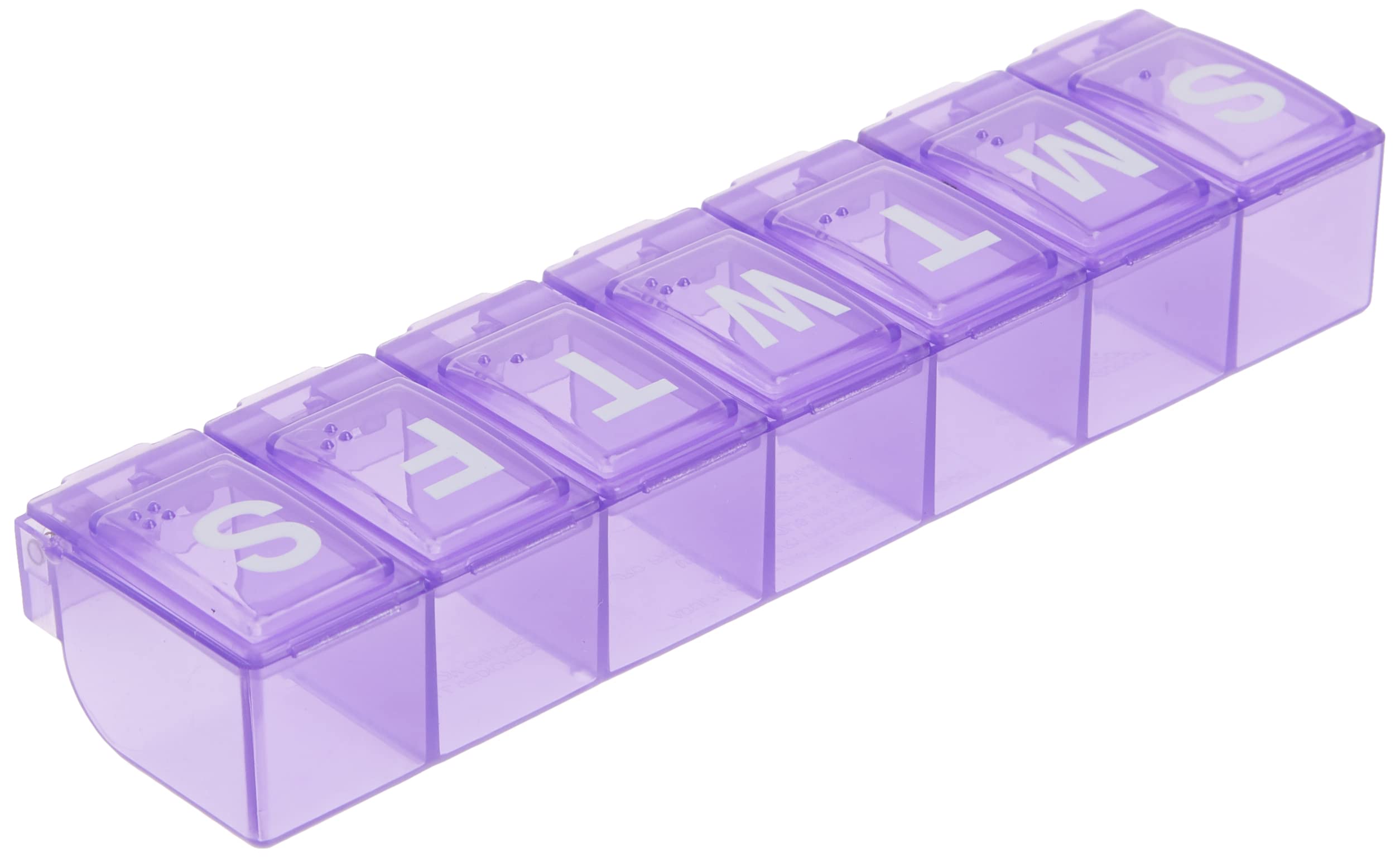 EZY DOSE hebdomadaire, base arrondie pour retirer facilement les pilules.