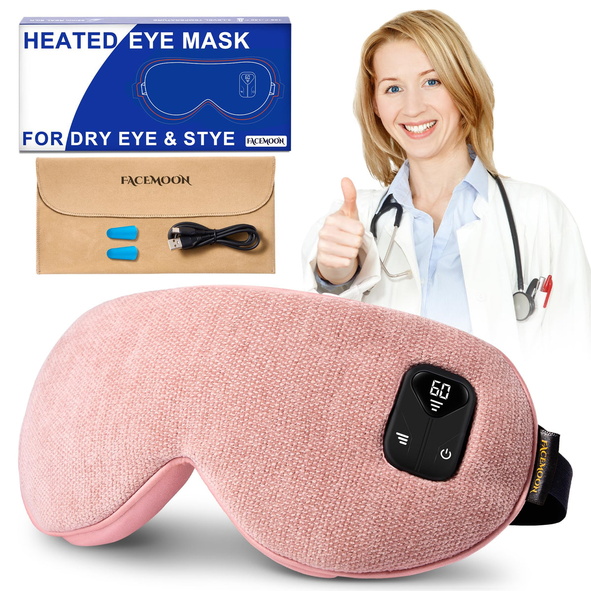 FACEMOON masque chauffant sans fil sur les yeux pour détente rapide