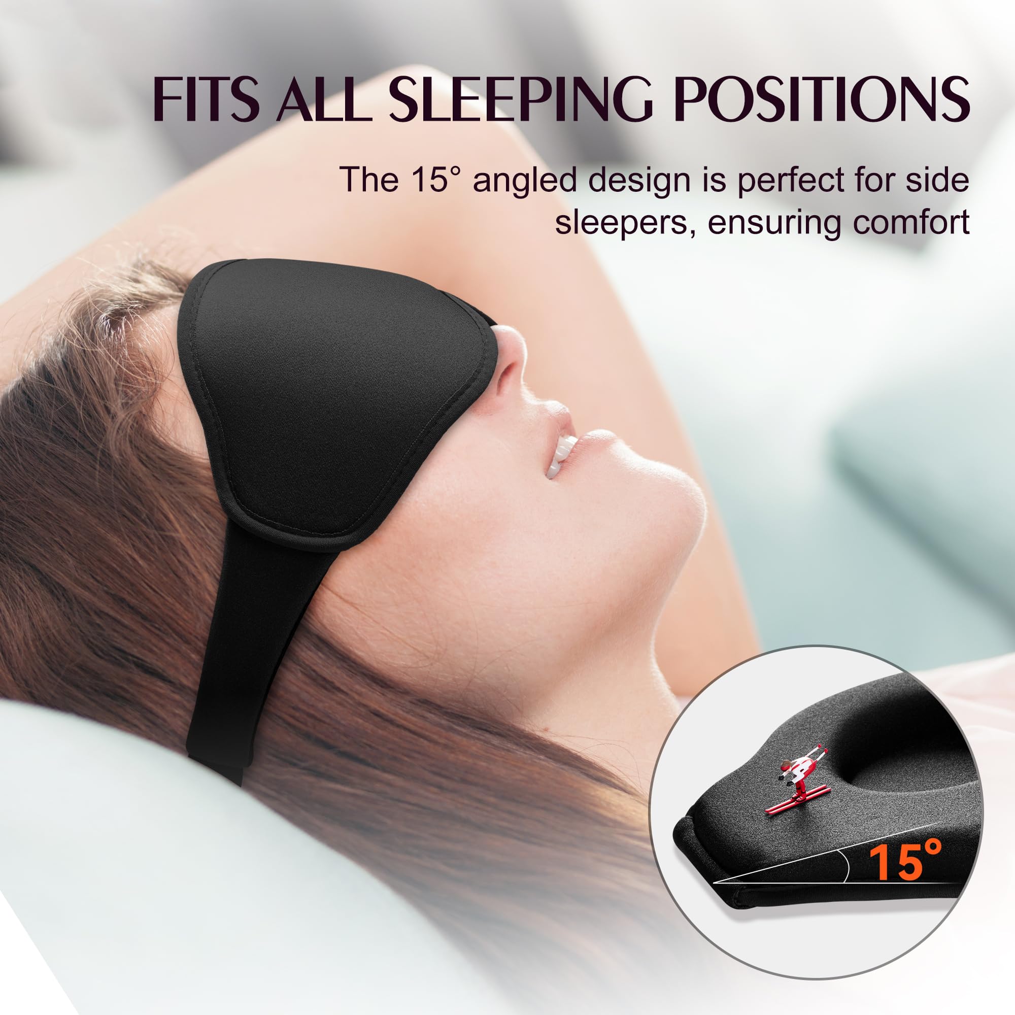 FACEMOON masque sommeil bords inclinés – confort en position latérale.