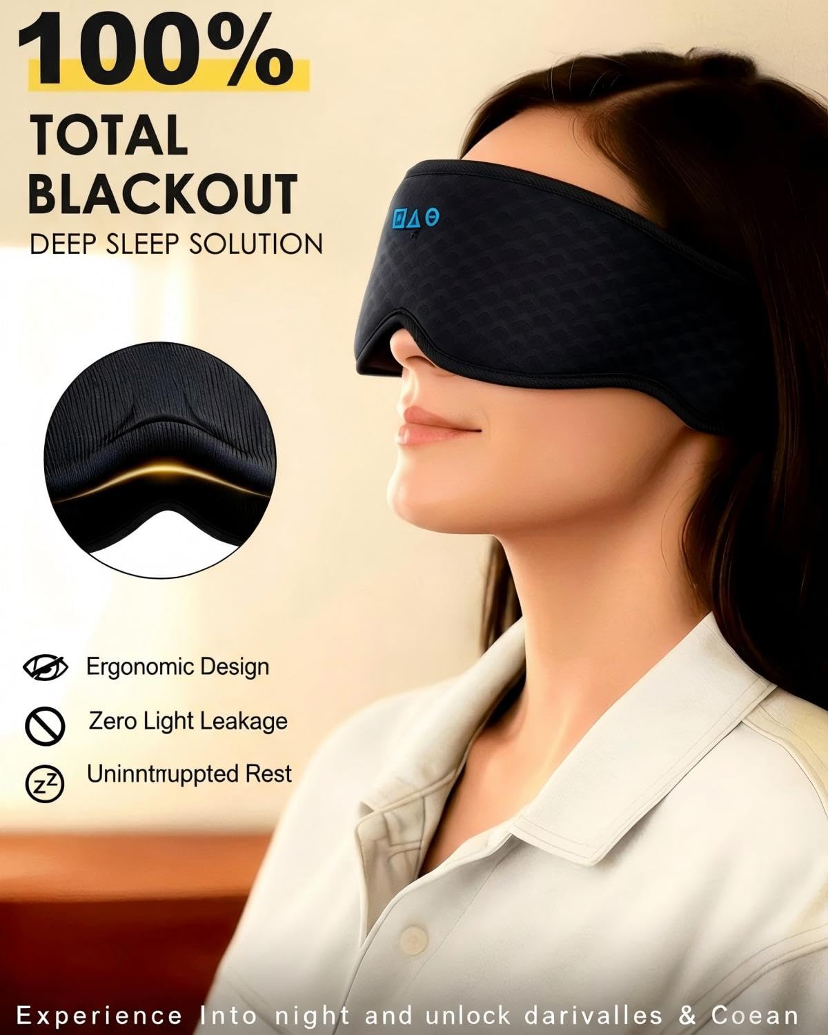 FACEMOON masque-sommeil design 3D anti-lumière pour un repos paisible la nuit.