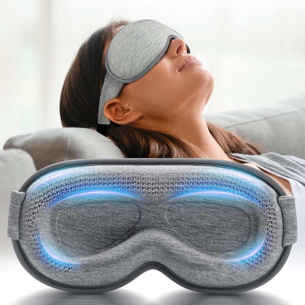 FACEMOON masque-sommeil lesté gris pour s'endormir plus rapidement et s'isoler de la lumière