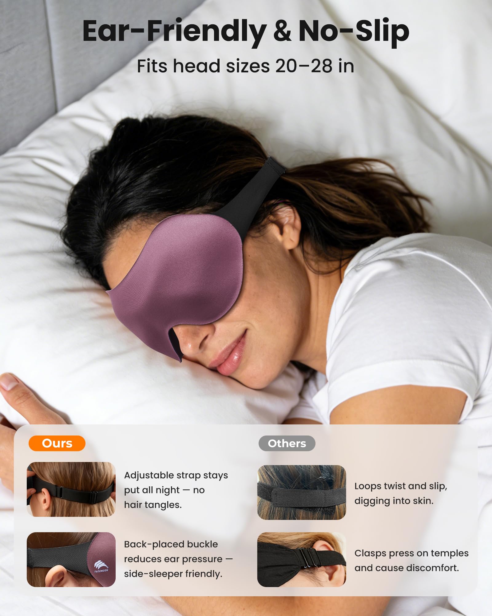 FACEMOON masque-sommeil-serrage-antiderapant: sangle stable qui ne serre pas.