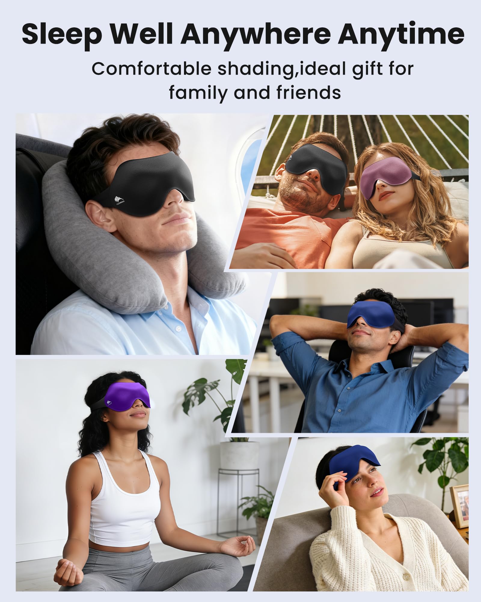 FACEMOON masque-sommeil-trou-pont-nez: ajustement précis pour obscurité.