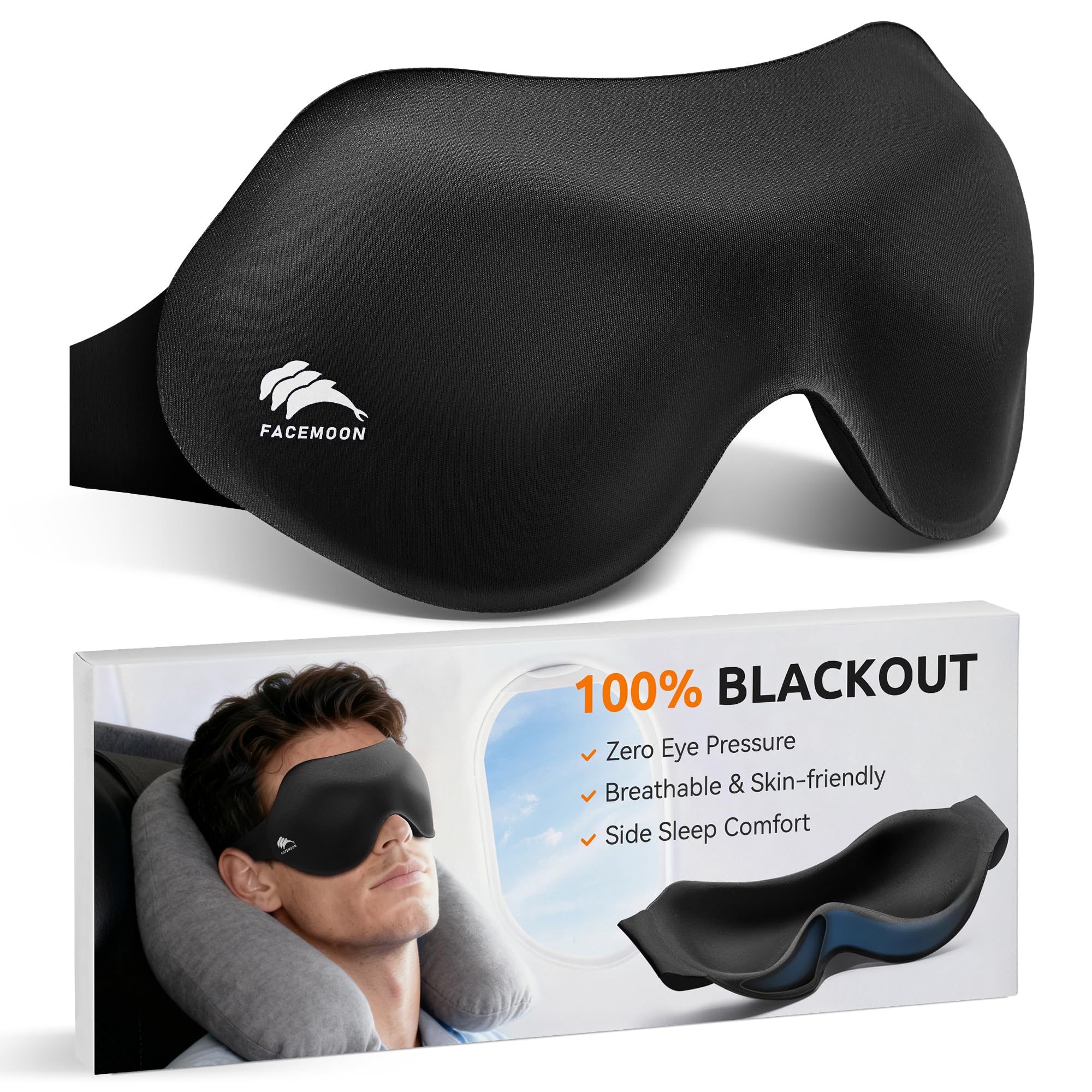 FACEMOON masque yeux 3D confort avec pont nasal creux bloque la lumière