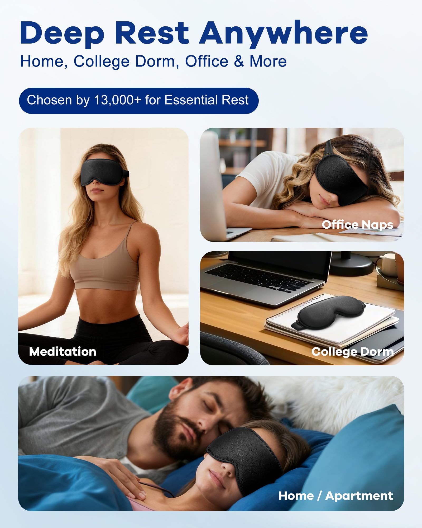 FACEMOON masque yeux design ergonomique – confort durable pendant le sommeil.