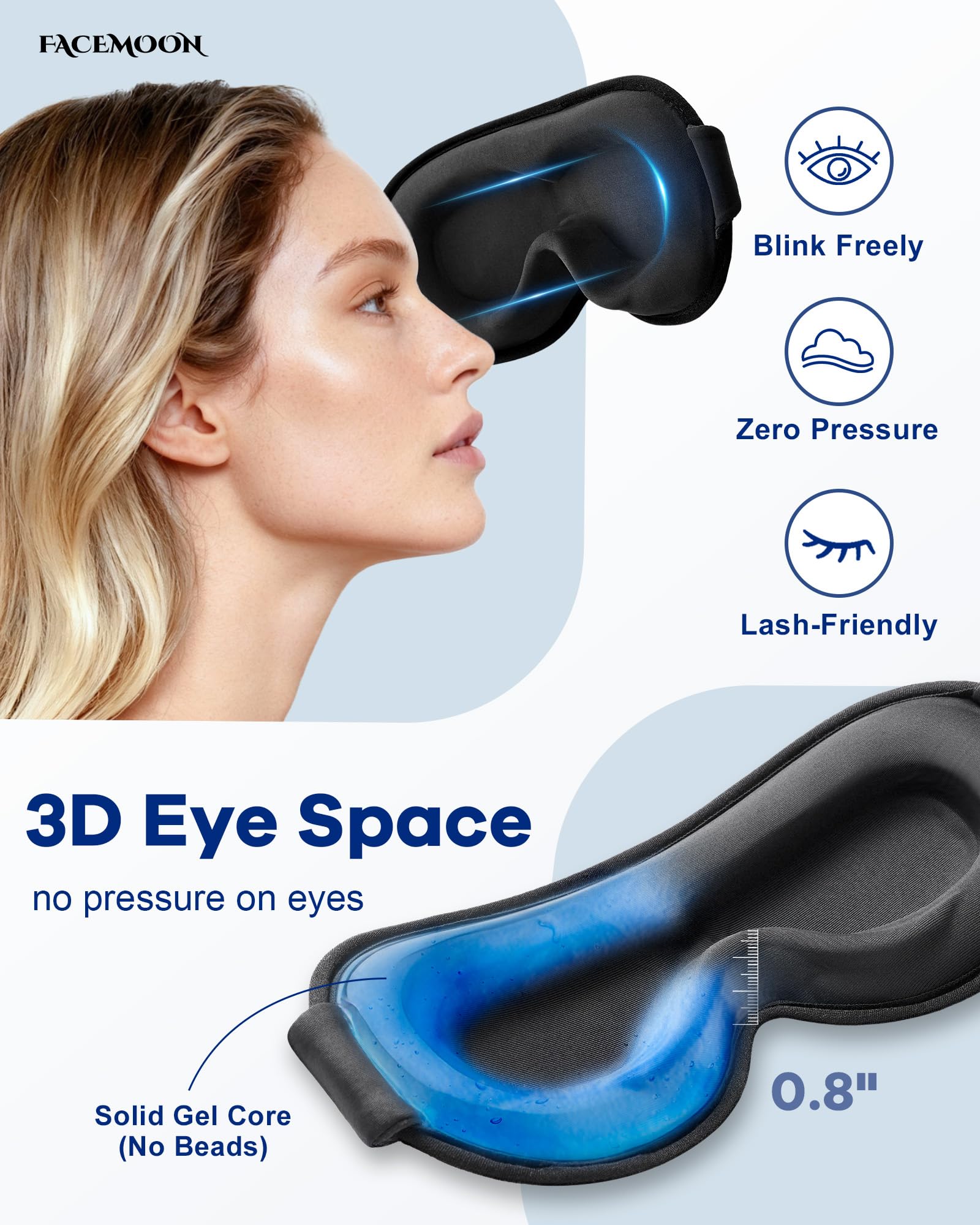 FACEMOON masque yeux doux et flexible – peau sensible bien tolérée.