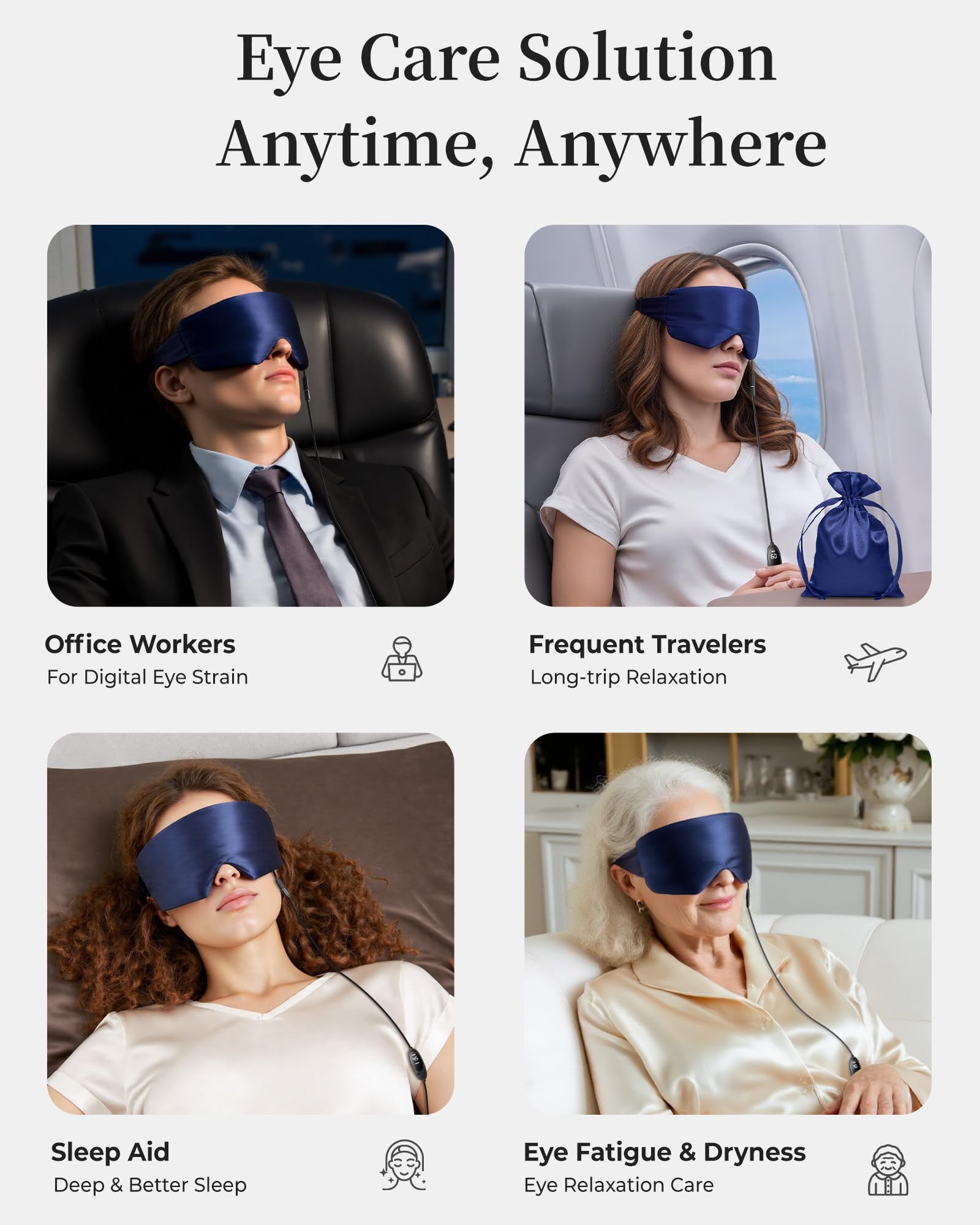 FACEMOON Masque yeux, housse remplaçable et durable.