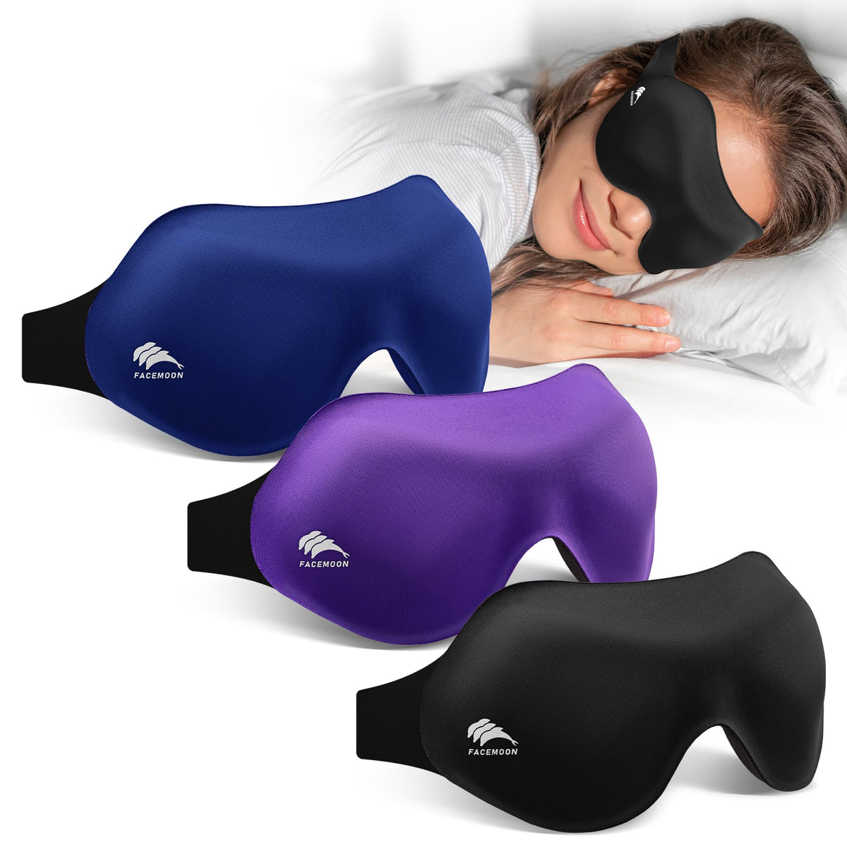 FACEMOON masque yeux noir total pour obscurité parfaite et sommeil prolongé
