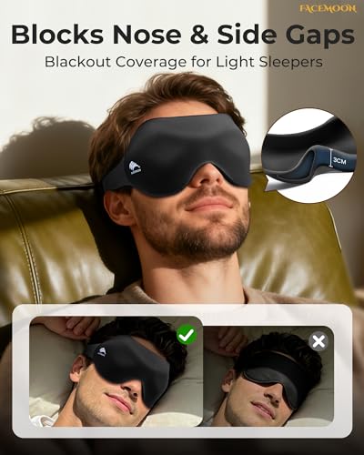 FACEMOON masque yeux bloque totalement la lumière en avion pour des siestes