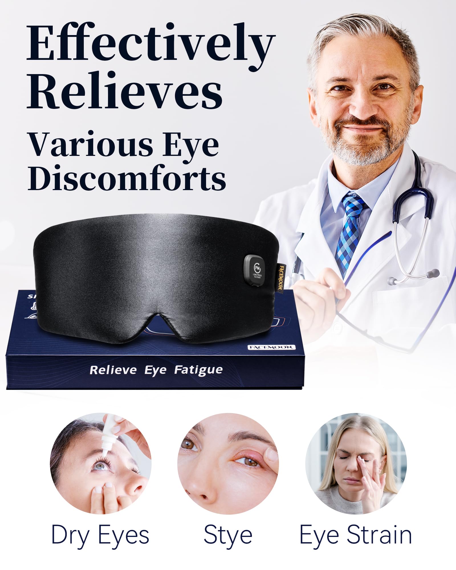 FACEMOON masque-yeux-pad-chauffant-detachable: hygiène facile et utilisation confortable.