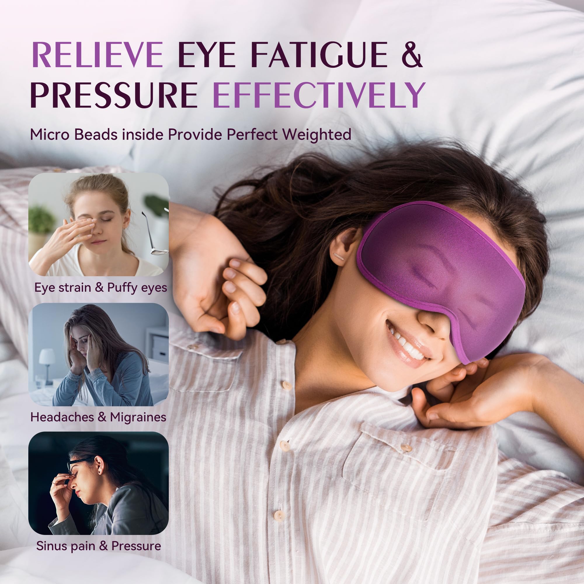 FACEMOON masque-yeux-poids nez-flexible s'adapte à toutes les formes et bloque la lumière.