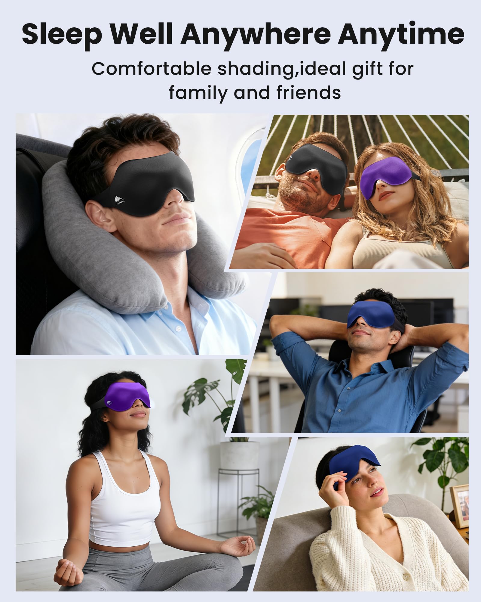 FACEMOON masque yeux idéal pour dormeurs sur le côté et voyageurs